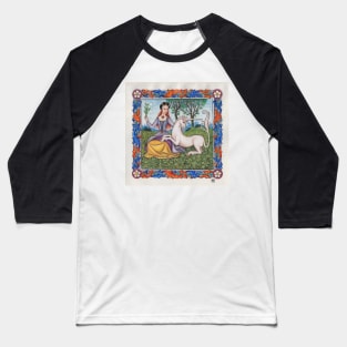 Medieval Illumination - Virgin & Unicorn Baseball T-Shirt